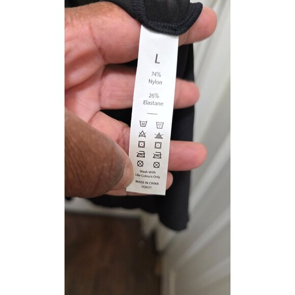 Black Sleeveless Midi Stretch Dress Strappy Back & Side Slit Size L - Picture 6 of 6